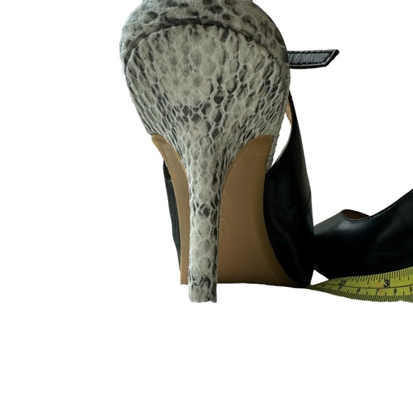 Calvin Klein Giny Black Snakeskin Peep Toe Slingback Heels - Picture 8 of 12